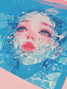 水下的红唇少女背景图片