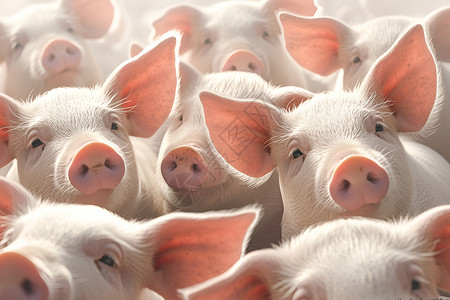 猪圈中的猪猪群猪圈高清图片