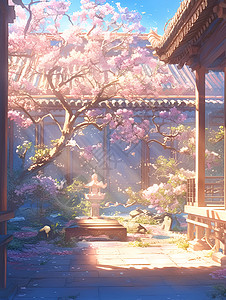 鲜花盛开的庭院背景图片