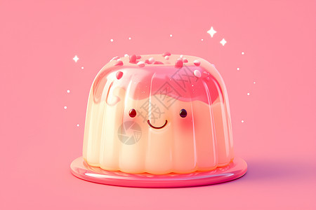 粉色甜品小图标水果果冻插画