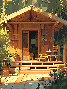 幽静的小木屋背景图片