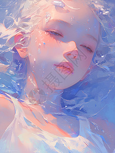 阳光下的水中少女背景图片
