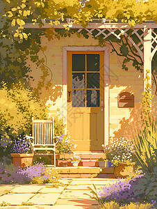 梦幻的秋季庭院背景图片