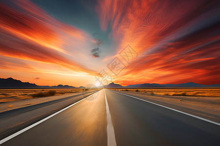 公路上的日落背景图片