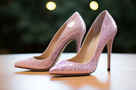 时尚闪耀闪耀的粉色高跟鞋背景