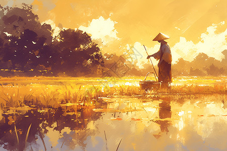 秋天的稻田背景图片