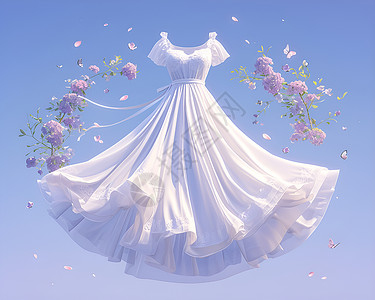 美丽衣服一件白色裙子插画