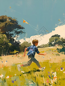 奔跑的小男孩背景图片