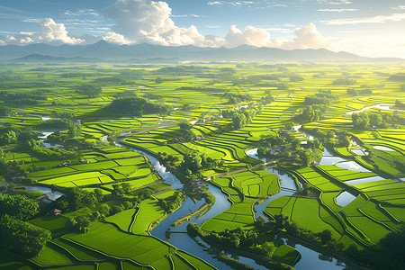 蓝天下广袤无垠的田野背景图片