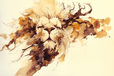 凶猛的狮子插画