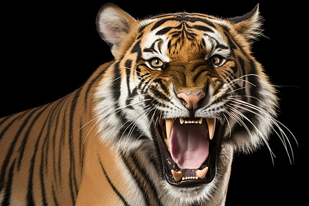 凶猛的老虎张口呼吸高清图片