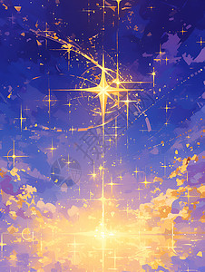 璀璨星河璀璨的金色星星插画