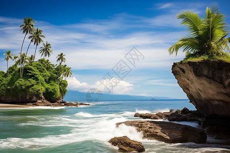 海岛上的椰子树背景图片