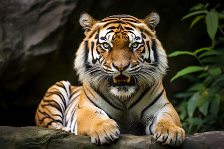 丛林老虎趴着的老虎背景