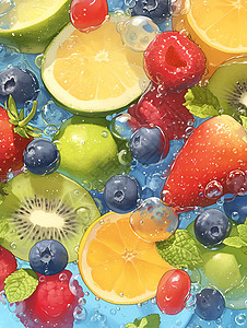 营养多汁水果的多汁和脆爽插画