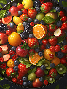 丰富的食物营养丰富的水果插画