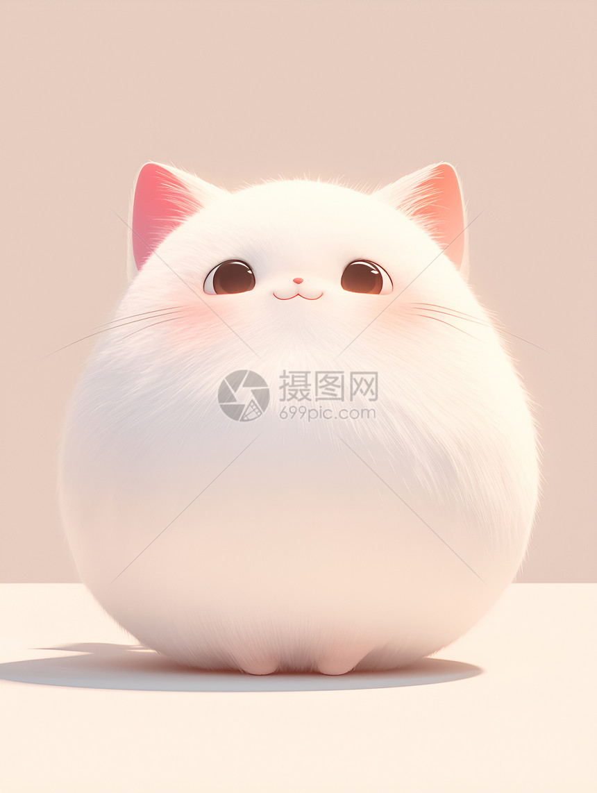 胖胖的白色小猫图片