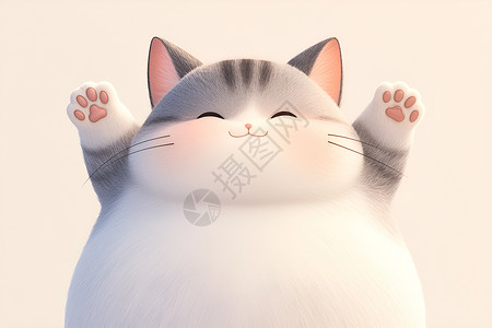 胖猫咪可爱胖猫插画