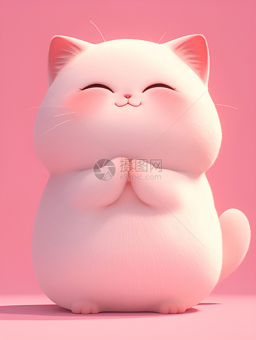 粉色背景上的猫咪图片