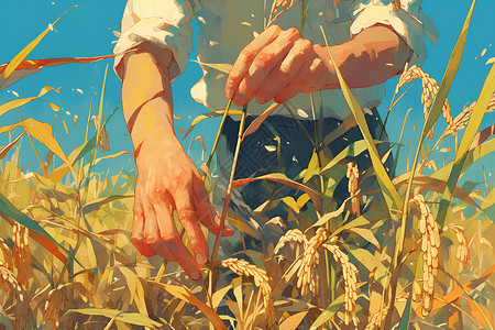 丰收的稻田背景图片
