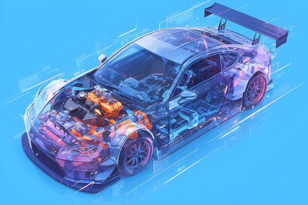 科技创新智能宣传展板创新汽车科技的细节插画插画