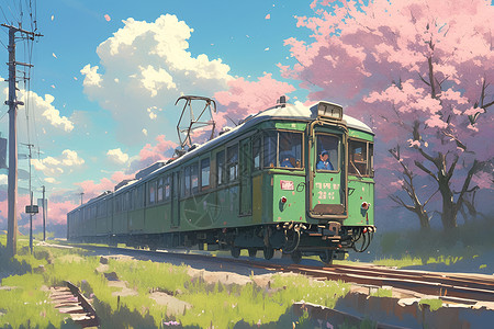 春天列车的旅程背景图片