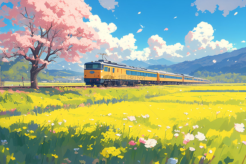 春天列车的多彩旅程图片