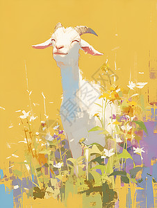 畜牧业开阔的草原上羊插画