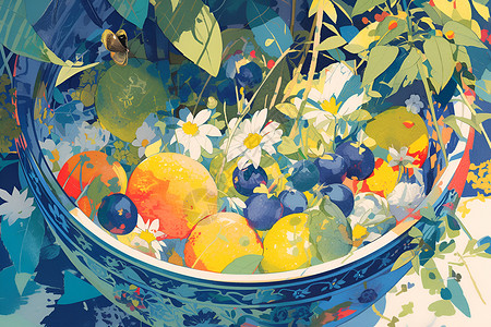 异国风情的水果碗背景图片