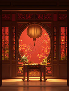中国传统装饰的家居背景图片