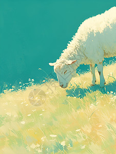 农业环境牧场上的羊插画