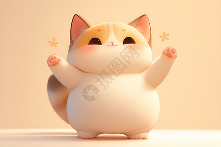 肚子胖胖蓬蓬猫咪插画
