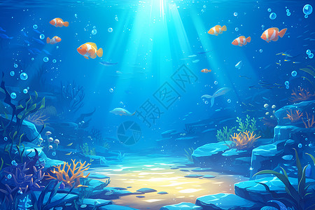 海洋日标题梦幻的海底插画插画
