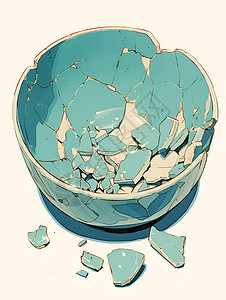破损的瓷碗插画背景图片