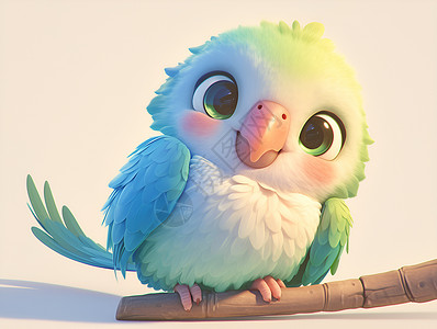 可爱蓝点颏鸟类绚丽多彩的鹦鹉插画