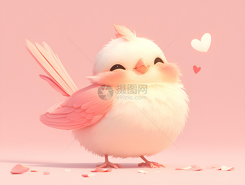 梦幻的粉色小鸟图片
