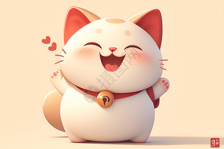 胖胖卡通胖胖猫咪微笑的表情插画