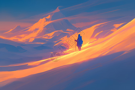 一月沙漠之光寻光北极探险者插画