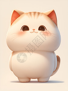 可爱胖乎乎的白猫插画