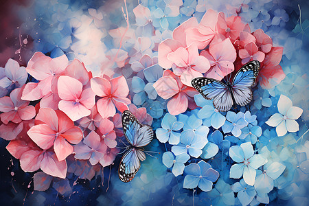 鲜花和蝴蝶背景图片