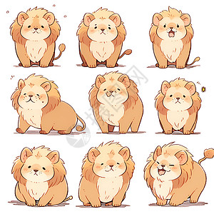 狮子表情包可爱的狮子各种动作插画