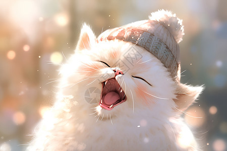 冬日的阳光冬日阳光下的猫咪插画
