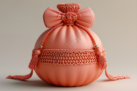 拎袋设计粉色礼品袋插画