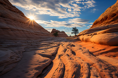 砂硕岩夕阳下的红岩砂背景