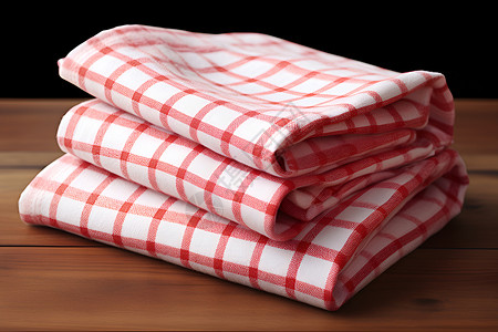 棉质红白方格桌布背景图片