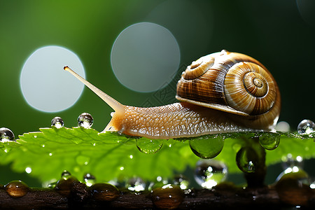 水滴上的蜗牛背景图片