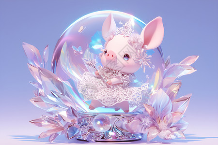 水晶球里的小猪背景图片