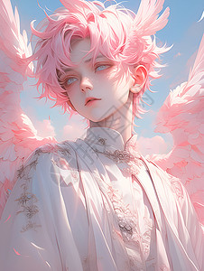 粉色头发的天使背景图片