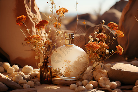 花岗岩上的瓶子背景图片