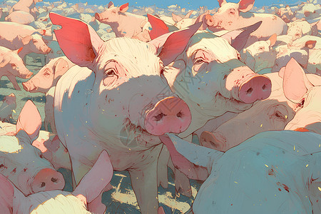 饲养猪猪场饲养的猪插画